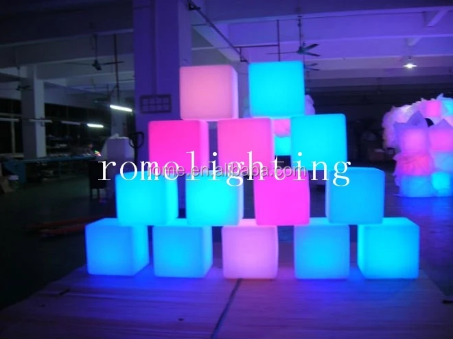 outdoor rgb colors lighting change led plastic glow bar stools cube seat