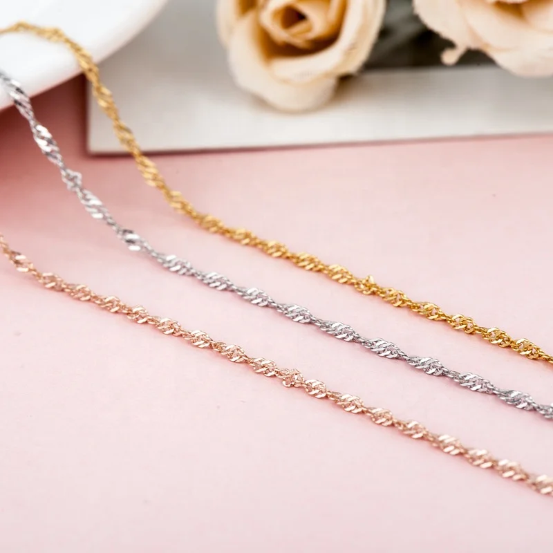 L04 Water Wave Singapore Necklace Factory Direct Sales 925 Sterling Silver Chain in size 16/18/20/22/24inch