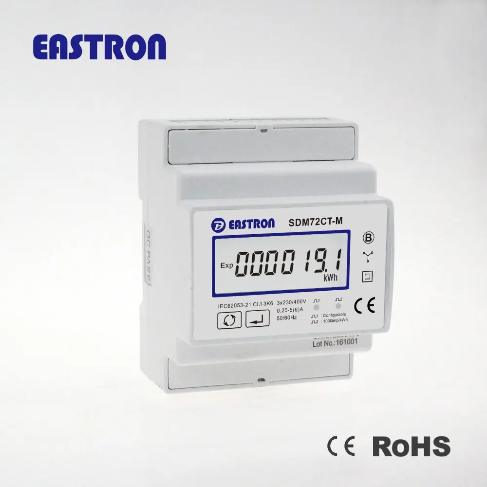 SDM72CT-M 3 phase 4 wire din rail kWh meter with 200A CT