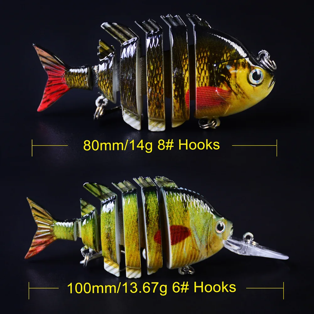 6PCS Pack Fishing Lure 7 Segment Lifelike Swimbait for Hard Body Swim 80-132.8mm Multi Jointed Fishing Lure Set