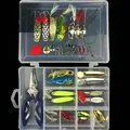 41pcs box Lure Fishing Tool Tackle Box Fishing Pliers Fishhooks VIB Spoon Lures with Feather Fishing
