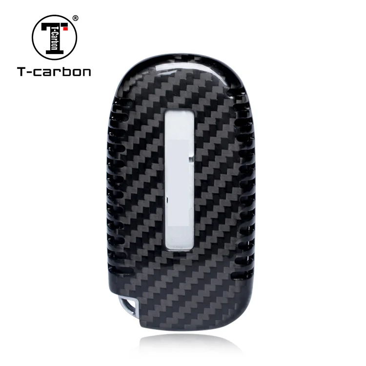 T-carbon Carbon Fiber Car Key Case For 2015-2021 Dodge Charger parts 17 challenger Hellcat JEEP Key Cover Decorated Car Key Bag
