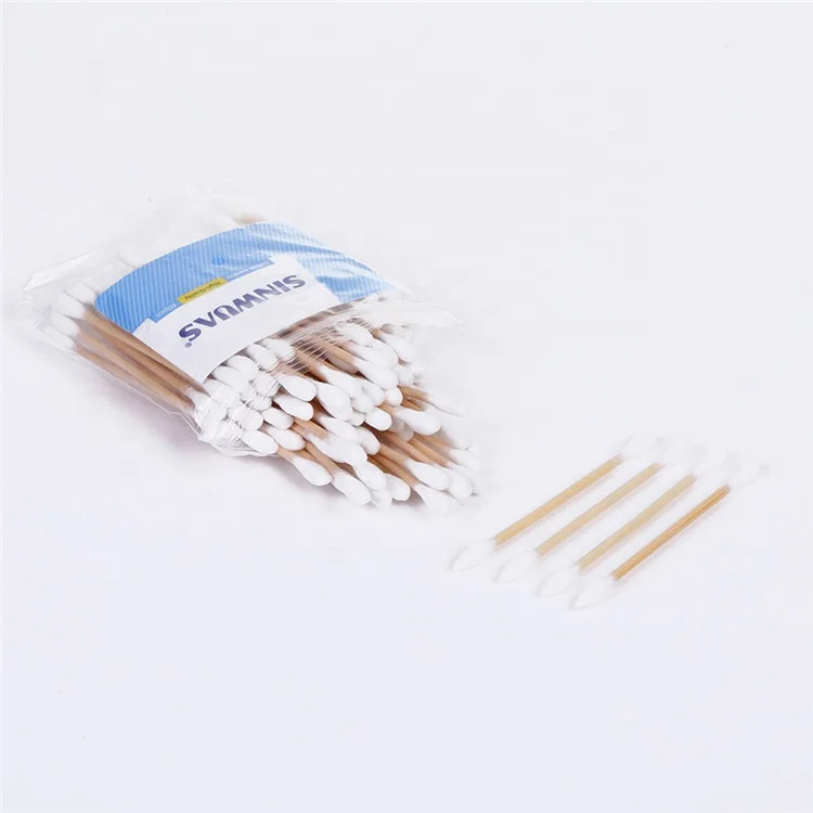 High quality double head design safety nontoxic double - end wooden cotton tips swabs for makeup