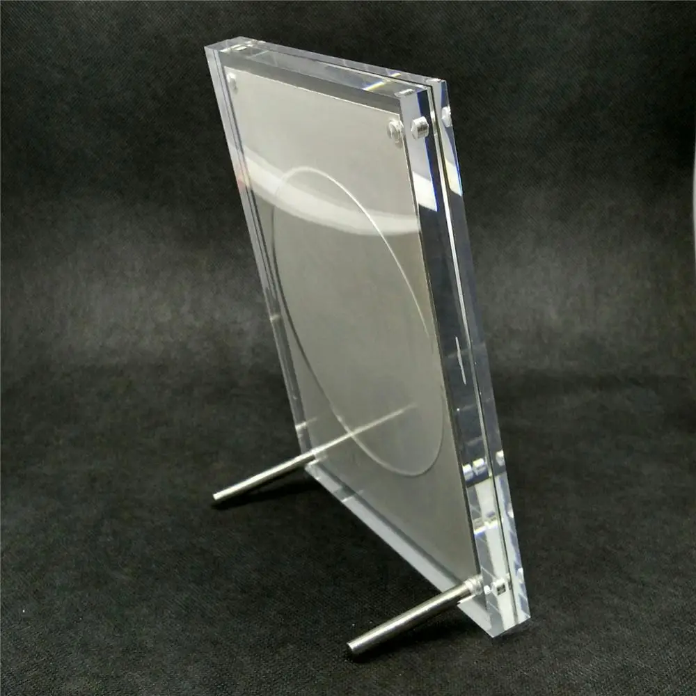 Multifunctional Clear Magnetic Acrylic Photo Frame Customized CD Holder Eco-friendly CNC Cut