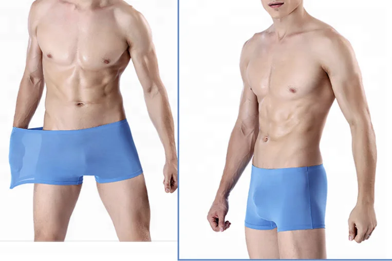 Man seamless boxer nylon and spandex underwear for male solid color