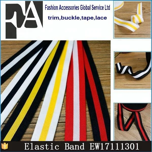 Stripe Flat Elastic Ribbon Webbing Jacquard Polyester / Nylon for Sportswear Retail Hot Sale 25mm 4cm 100 Yards Per Design 1-4mm