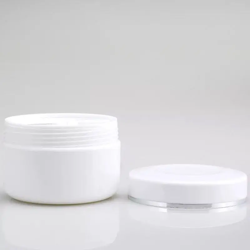 100ml 200ml 250ml 300ml  500ml Plastic PP white cosmetic cream jar with spoon and sealing ring / facial cream jars container