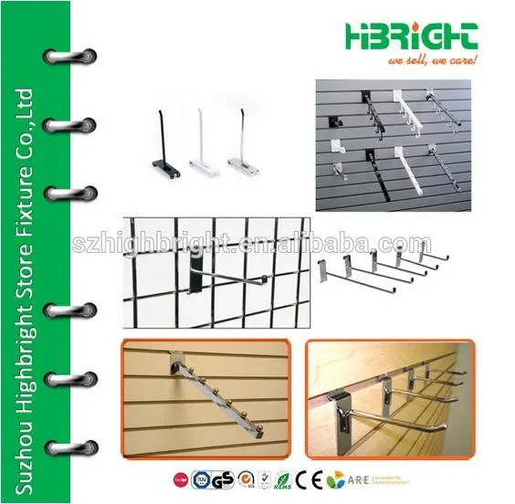 Grid Hook for Perforated Back Panel Supermarket Gondola