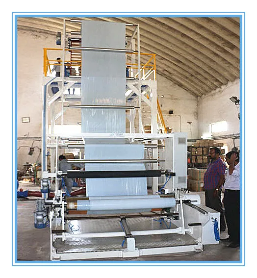 2 layers co-extrusion blown PE film extruder with itrile rubber rewinding machine and 38CrMoAl nitride screw