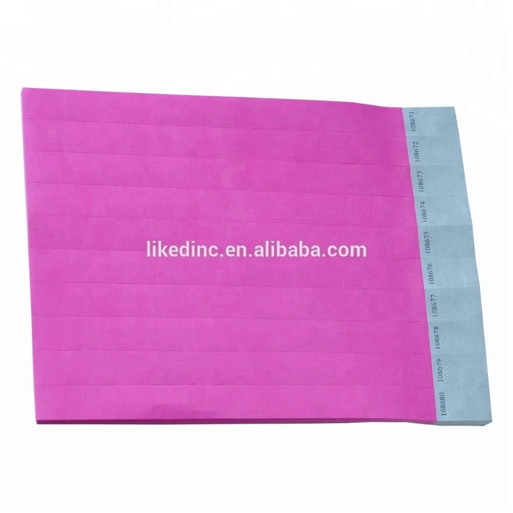 Цветные бумажные браслеты для струйной печати tyvek с неоновыми цветами для буфета