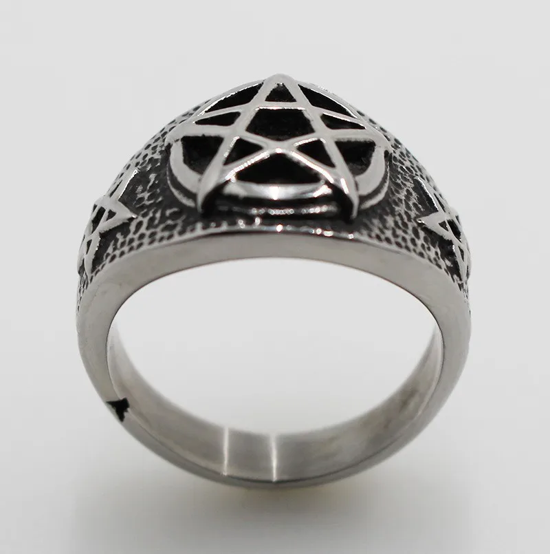 MECY ЖИЗНИ Титана Стали Пентаграмма Шаблон Пользовательские Кольцо