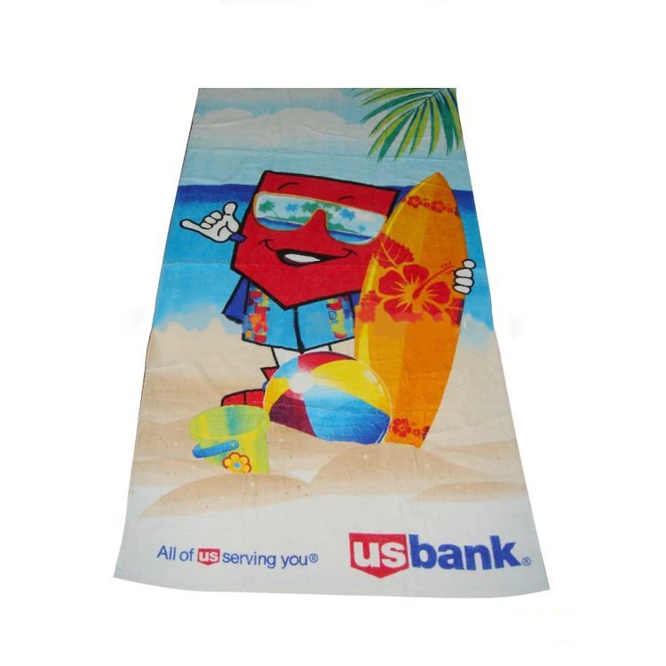 Custom Printed Beach Towel With Inflatable Pillow Cotton Towel