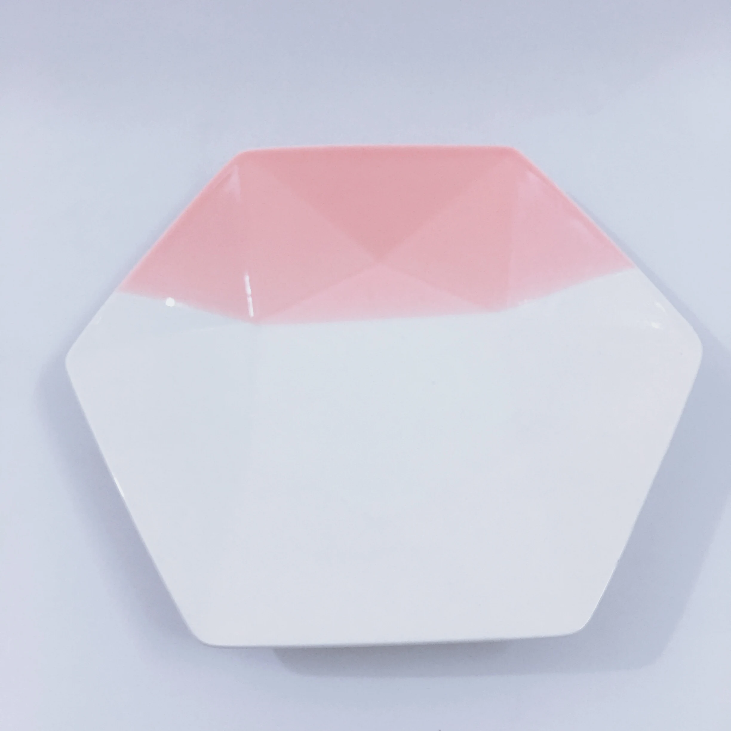 Customized glazed italain Hexagonal shape plate bulk modern 10.5 euro cake ceramic dinner plate