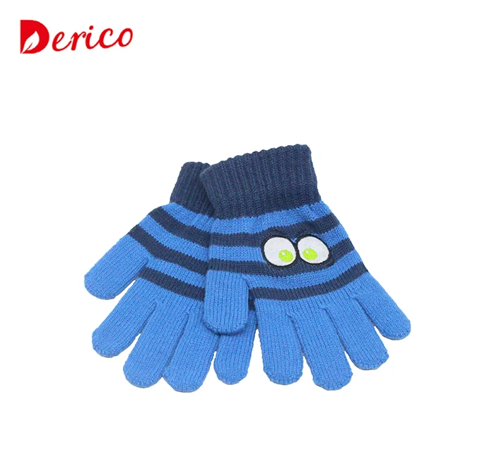 Latest design custom printed child cute knit acrylic hand glove
