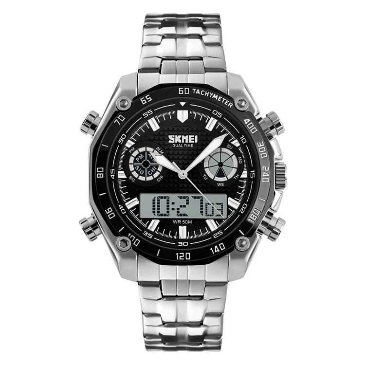 Original Brand Skmei 1204 digital quartz stainless steel wrist watch waterproof watches for men