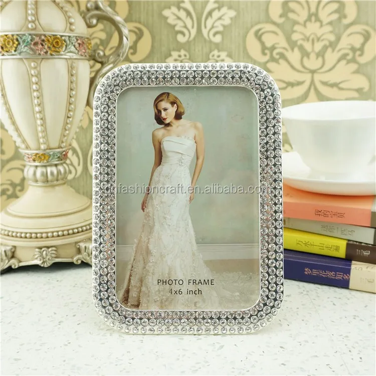 silver metal photo frame, jeweled pewter photo frame ,vintage pewter photo frame