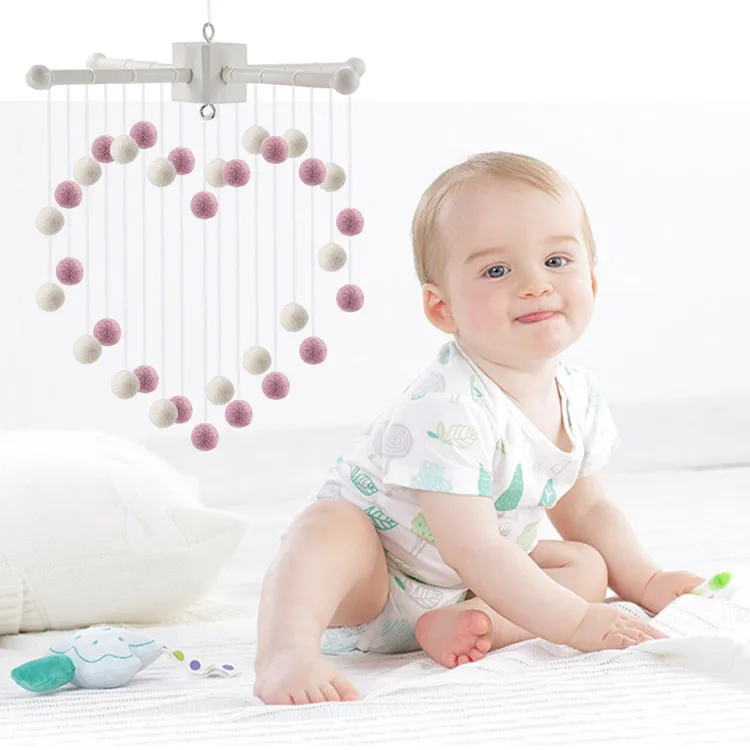 Войлочные игрушки, мобильная гирлянда, Декор, шерстяной войлочный шар, мобиль для детской кроватки, мобиль с красочными шариками