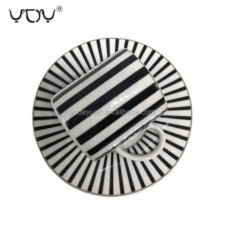 custom design modern classic pattern 90cc fine bone china coffee cup and saucer