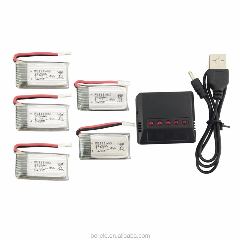 BLLRC 5 шт. 3,7 в 380 мАч литий-полимерный аккумулятор с зарядным устройством для Syma X51 RC drone, перезаряжаемый литий-ионный аккумулятор 752035