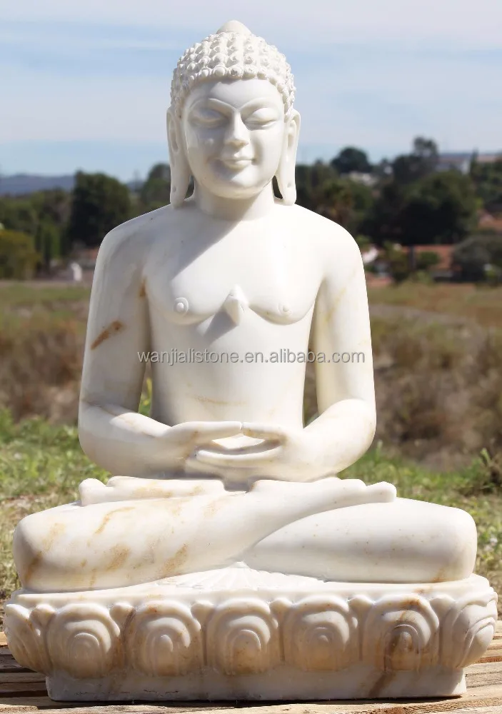 
Natural Marble Buddha Statue, Large Size White Marble Lotus Sitting Buddha Sculpture 