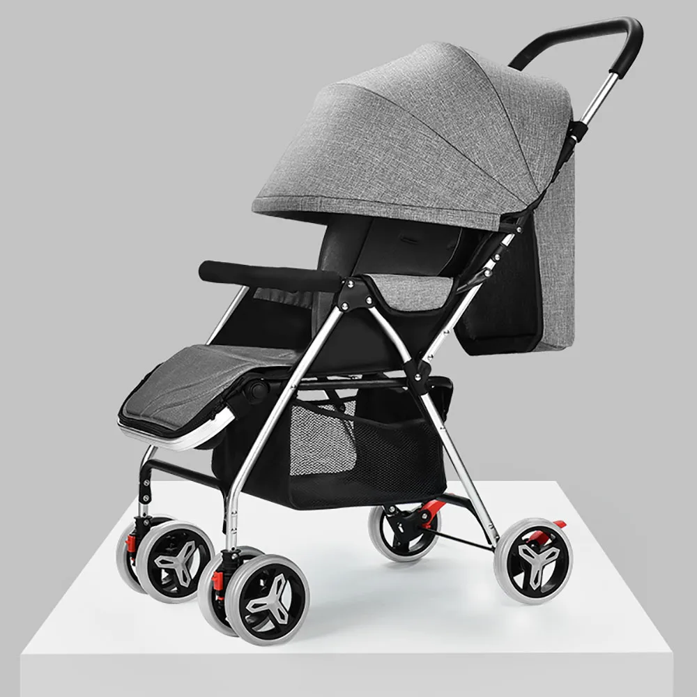 Wholesale High Quality Baby Stroller Aluminum Alloy Frame Linen Canopy Baby Pram Factory Price