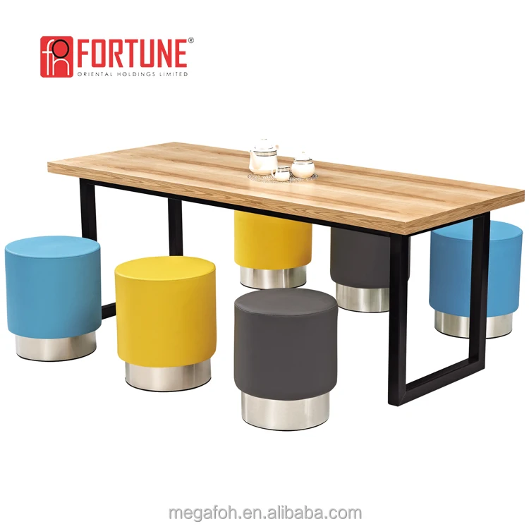 Hot Sale! America standard size wooden design furniture table and chairs for fast food restaurant