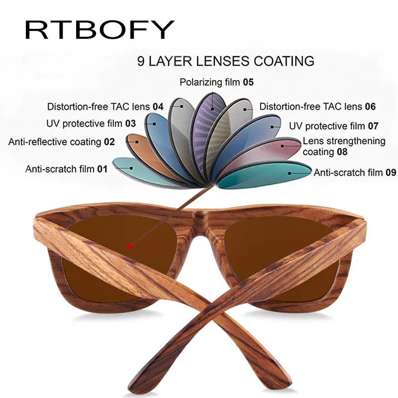 RTBOFY ray sun glasses  bamboo polarized sunglasses for wholesales