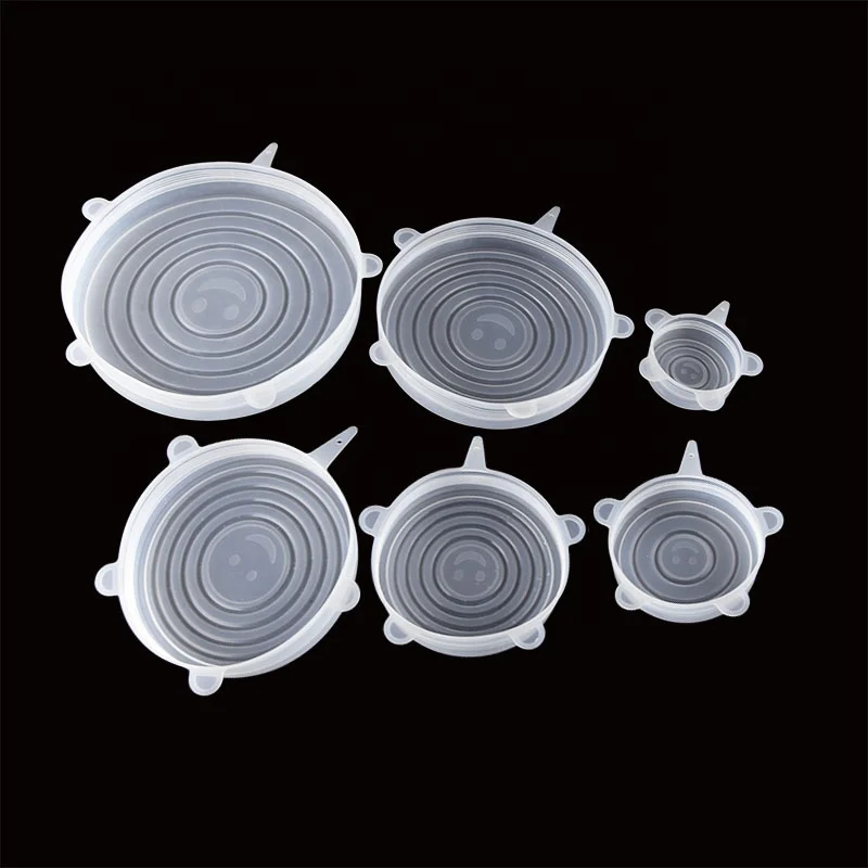 
Reusable 6 Sizes Tight Silicone Bowl Covers Set Food Save Clear Stretch Silicone Lids 