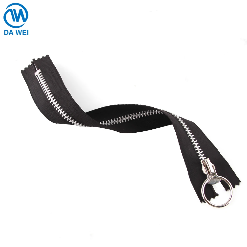 Dawei brand factory wholesale custom #5 metal zipper aluminum metal zipper customized