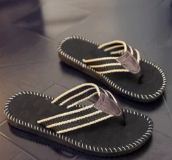 2019 new design summer anti slip flat flip flops for men beach cotton custom wholesale slippers