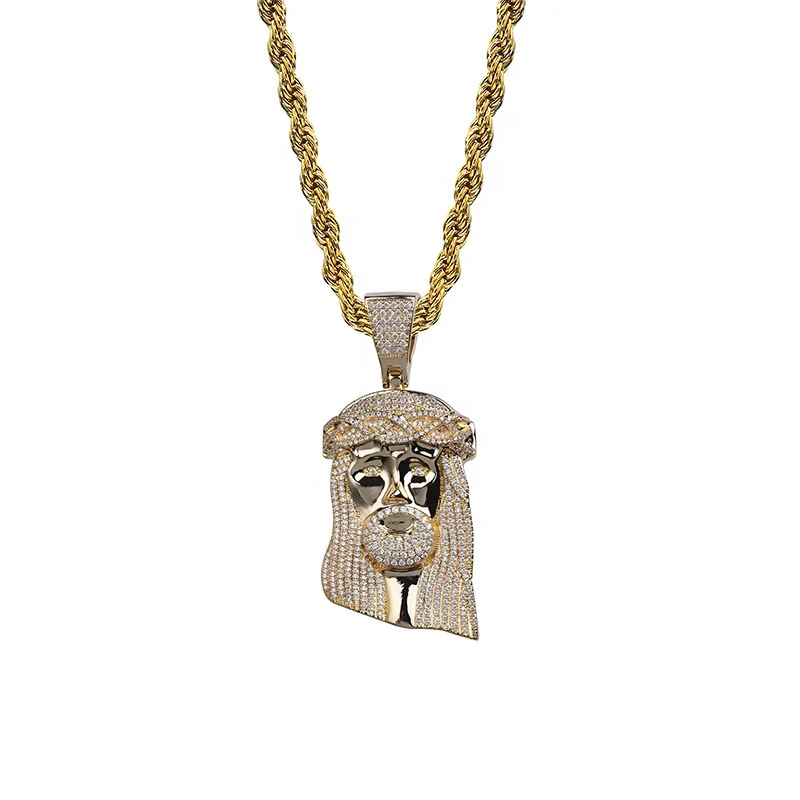 new product 2019 Ice out Jesus Corolla pendant hiphop Jewellery Fashion CZ Stone Necklace For Men Women Gift JUNLU Jewelry