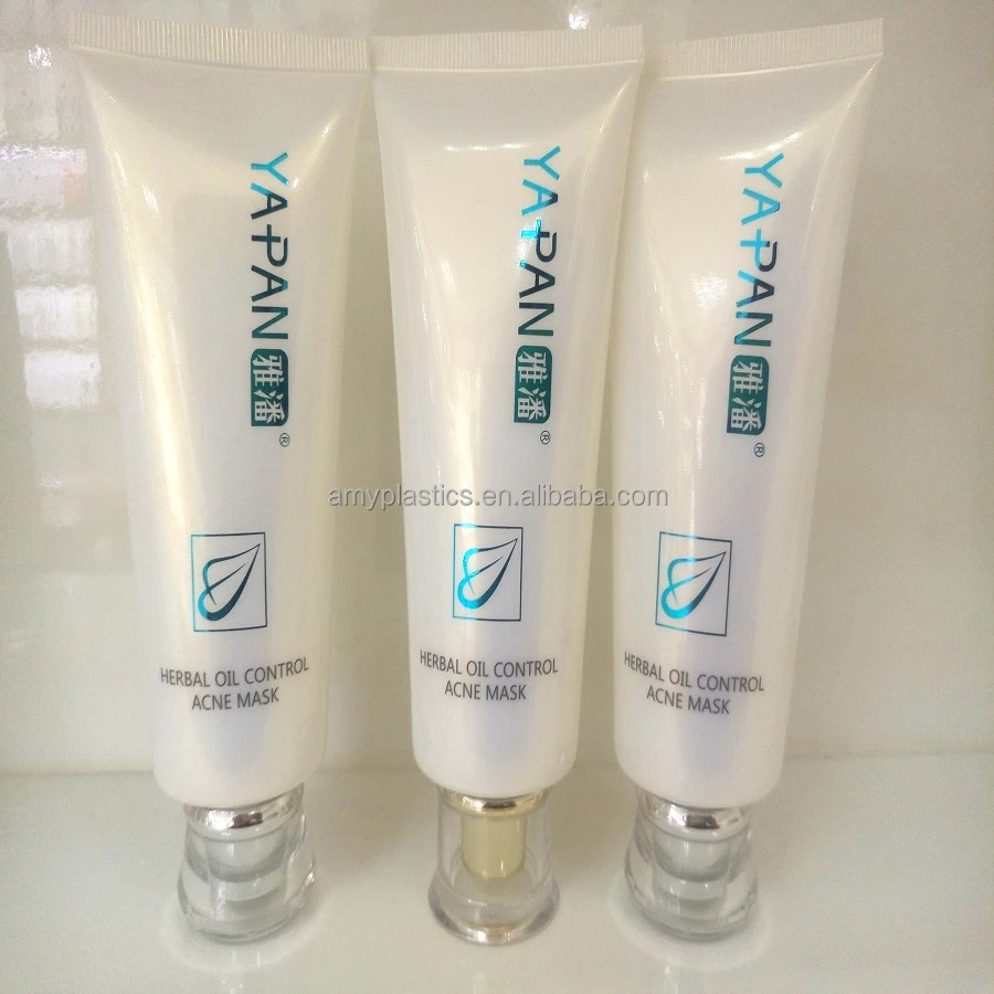 White pearl plastic tube with Acrylic cap for Cosmetic packaging
