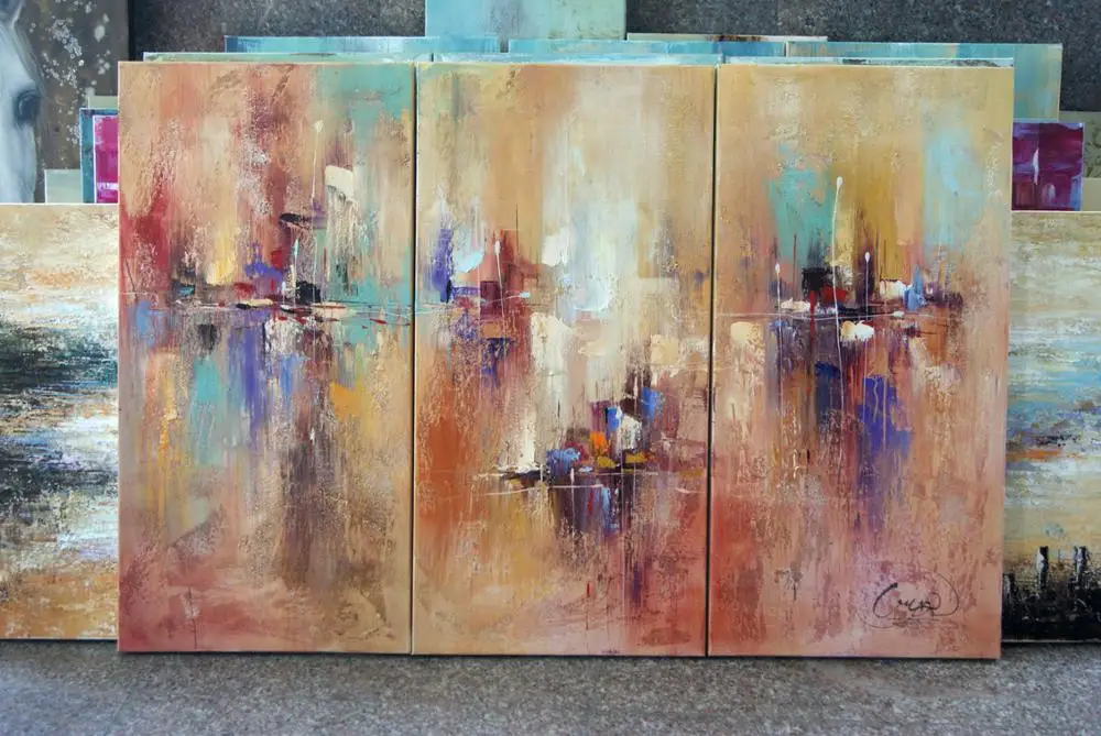 
Modern Yellow Vertical Fresh Paint Wall Art Abstract Painting 