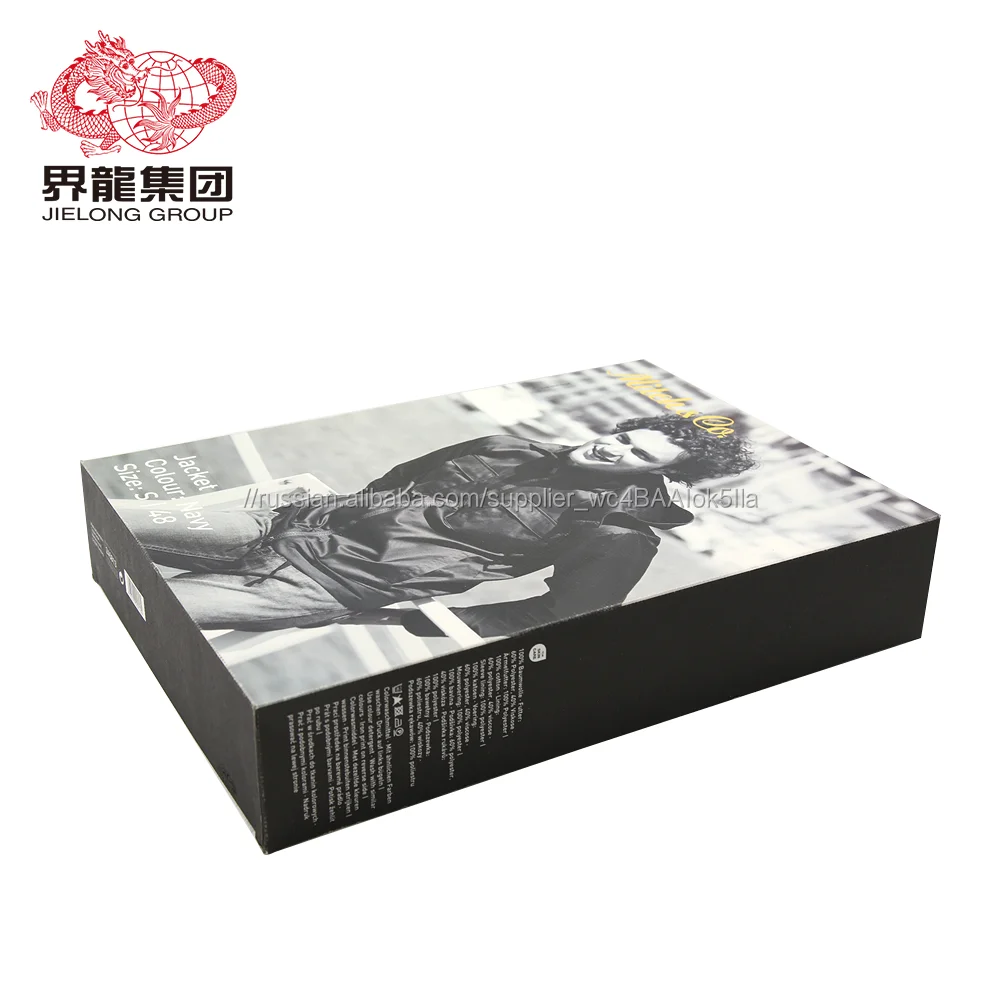 Пользовательские печати, прямоугольные черные мужские Джек пальто гофрированной бумаги, упаковка коробки для одежды