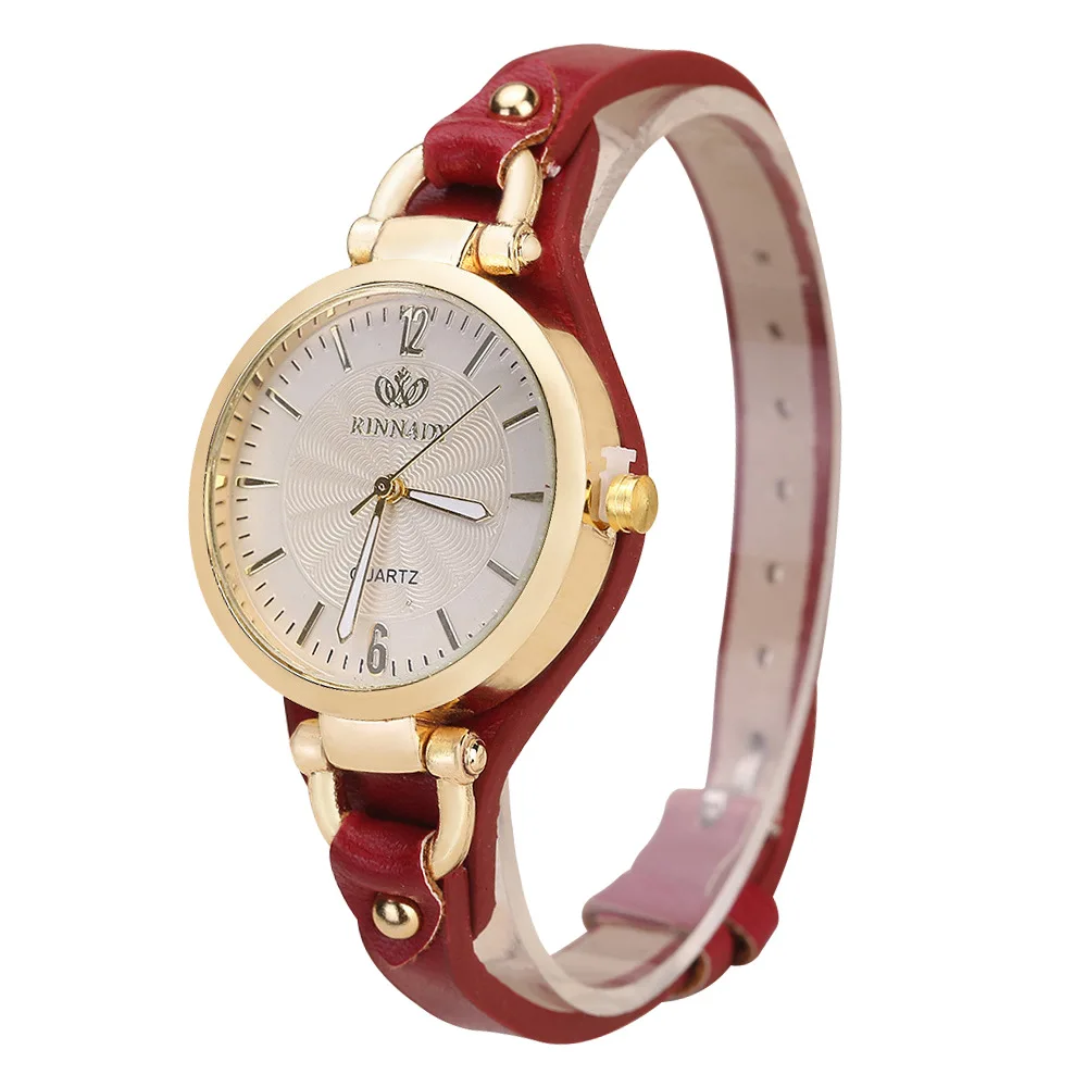 6213   Women Thin Leather Strap Wrist Watches Ladies Gold Creative Wristwatch