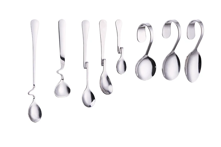Stainless Steel Spoon With Curved Handle For Restaurant