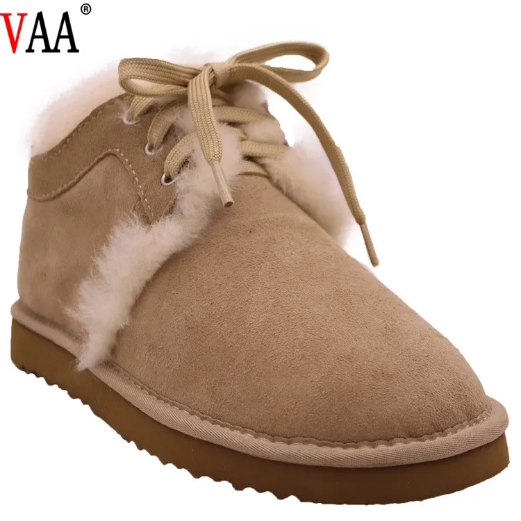 CF-281 ботильоны на шнуровке из натуральной кожи и подкладка из овечьей кожи, с подошвой из термопластичной резины, теплые мужские зимние сапоги; Большие размеры