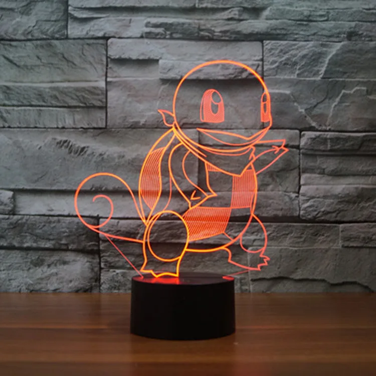 Little Turtle LampAcrylic 7 Color Changing USB charge 3D LED squirttle night light with 3D luminous Decor table lamp nightlight