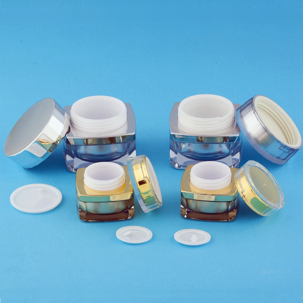 Hengsheng factory wholesale square shaped eco friendly plastic cosmetics containers and packaging acrylic jar with lid 5g 10g