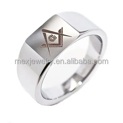 
Two Tone Black Tungsten Silver Mens Freemason Masonic Signet Ring For Wedding 