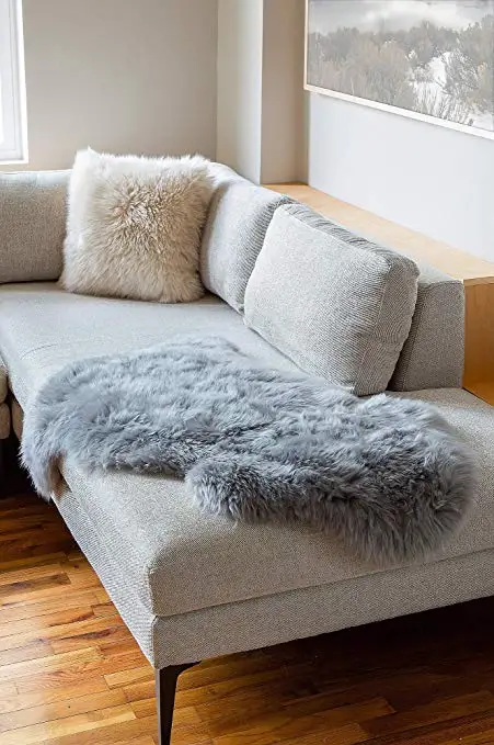 Sheepskin Rug Super-Soft New Zealand Fur Throw Rug for Sofa Bed Or Floor Decor 60*90cm