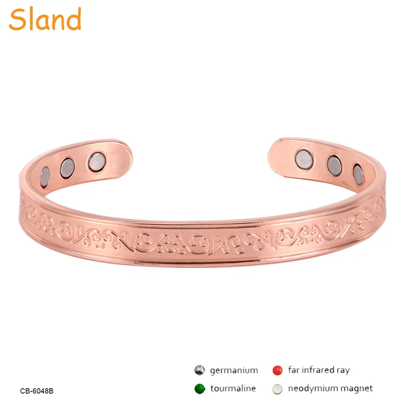 Guangzhou Sland wholesale Healing Bio health cuff jewelry  Pain Relief pure copper magnetic bracelet