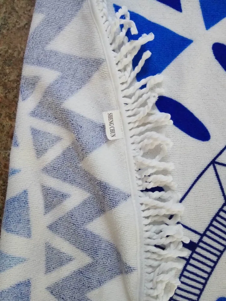 Sheng Chun New Summer Large Microfiber Printed 1.5m Round Beach Towels With Tassel Circle Beach Towel Serviette De Plage