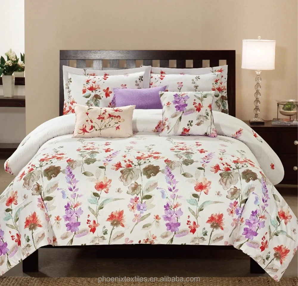 Water Color 6-Piece Floral Print Home Bedding Comforter Set for home living