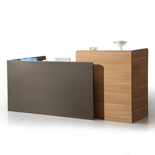 
light walnut office furniture luxury design curved hotel reception desk 