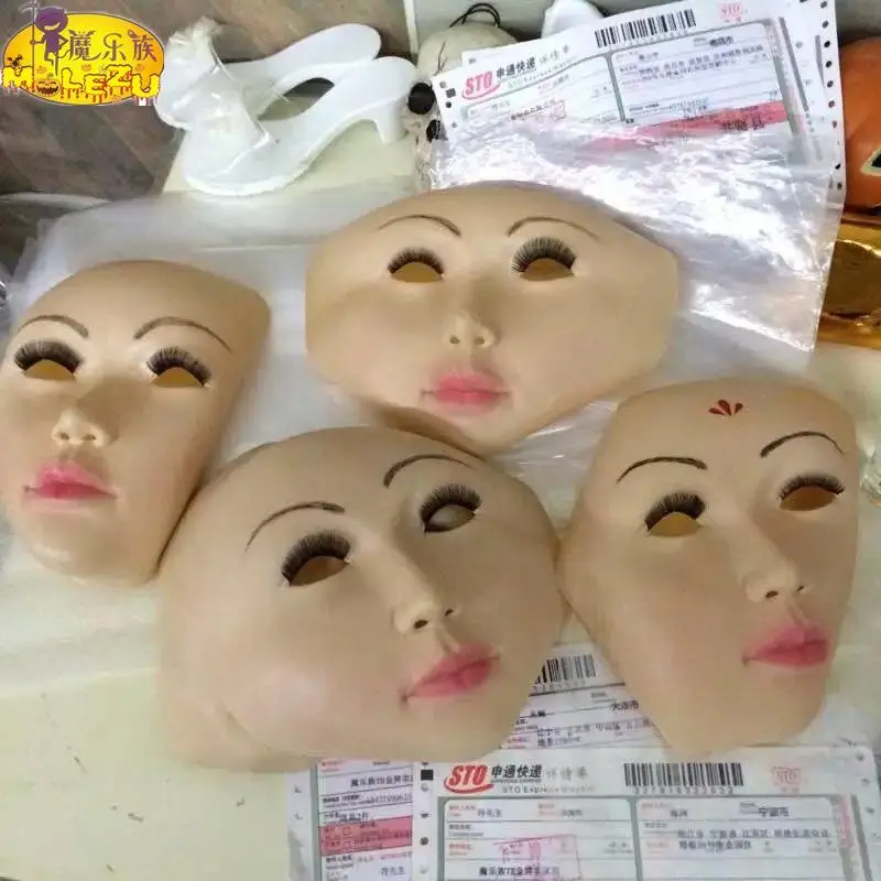 
Molezu Masquerade Fancy Dress Cosplay Realistic Human Face Mask Popular Female Latex Face Cosplay Party Mask OEM Manufacturer 