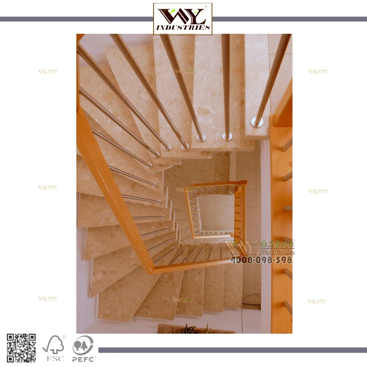 
modern style indoor curved beech wood stairs 