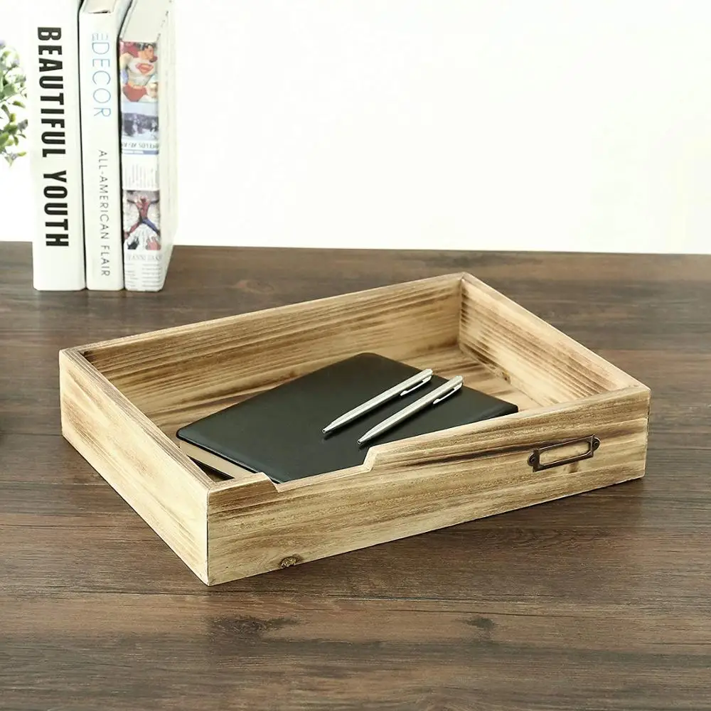 
 Деревенский поднос для документов и держатель для бумаги из натурального дерева в выдвижном стиле  