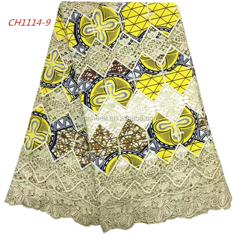 
African Wax Fabric Cotton Guipure Bridal Lace Fabrics With Water Soluble Fabric 979 