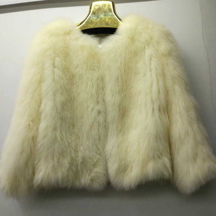 Wholesale Fox Fur Jacket Coat Hand Knit Women Real Fox Fur Winter Coat Custom Winter Lady Fur Coat